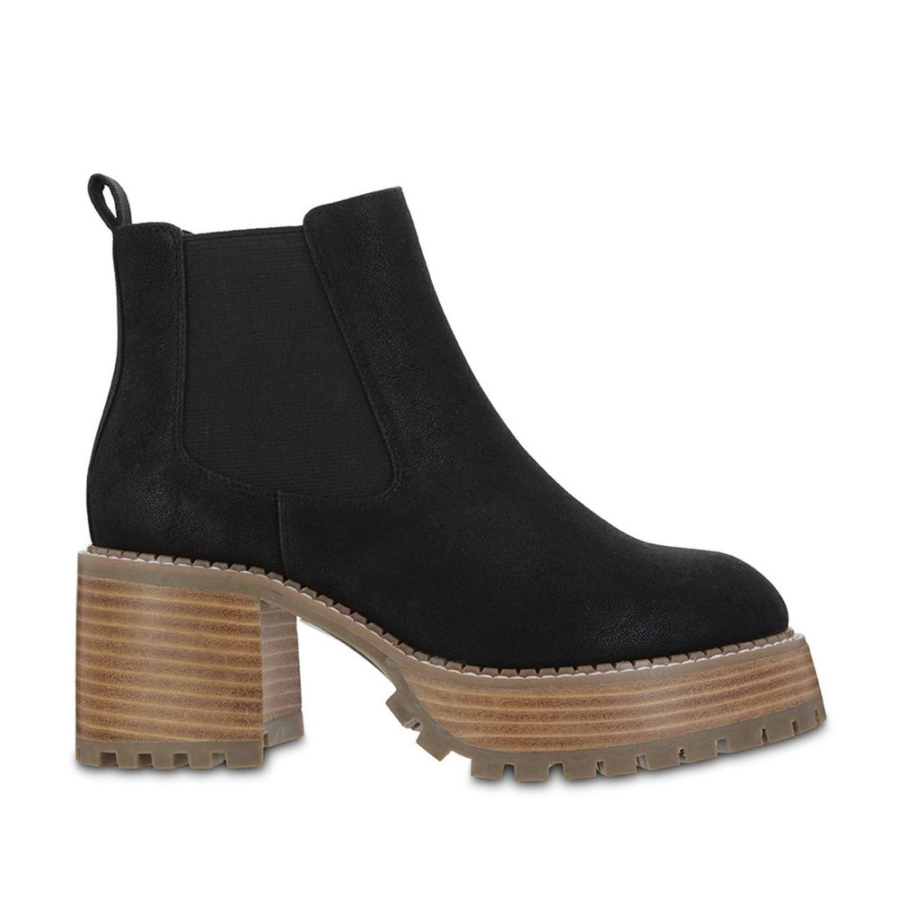 MIA Black Ankle Boots with Tan Sole